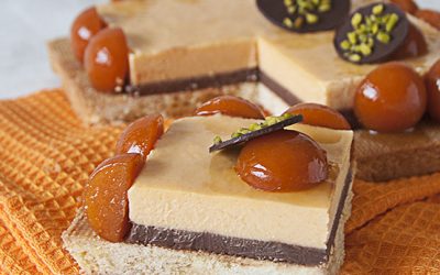 Modern apricot and chocolate tart