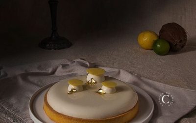 Lemon, lime and coconut tart